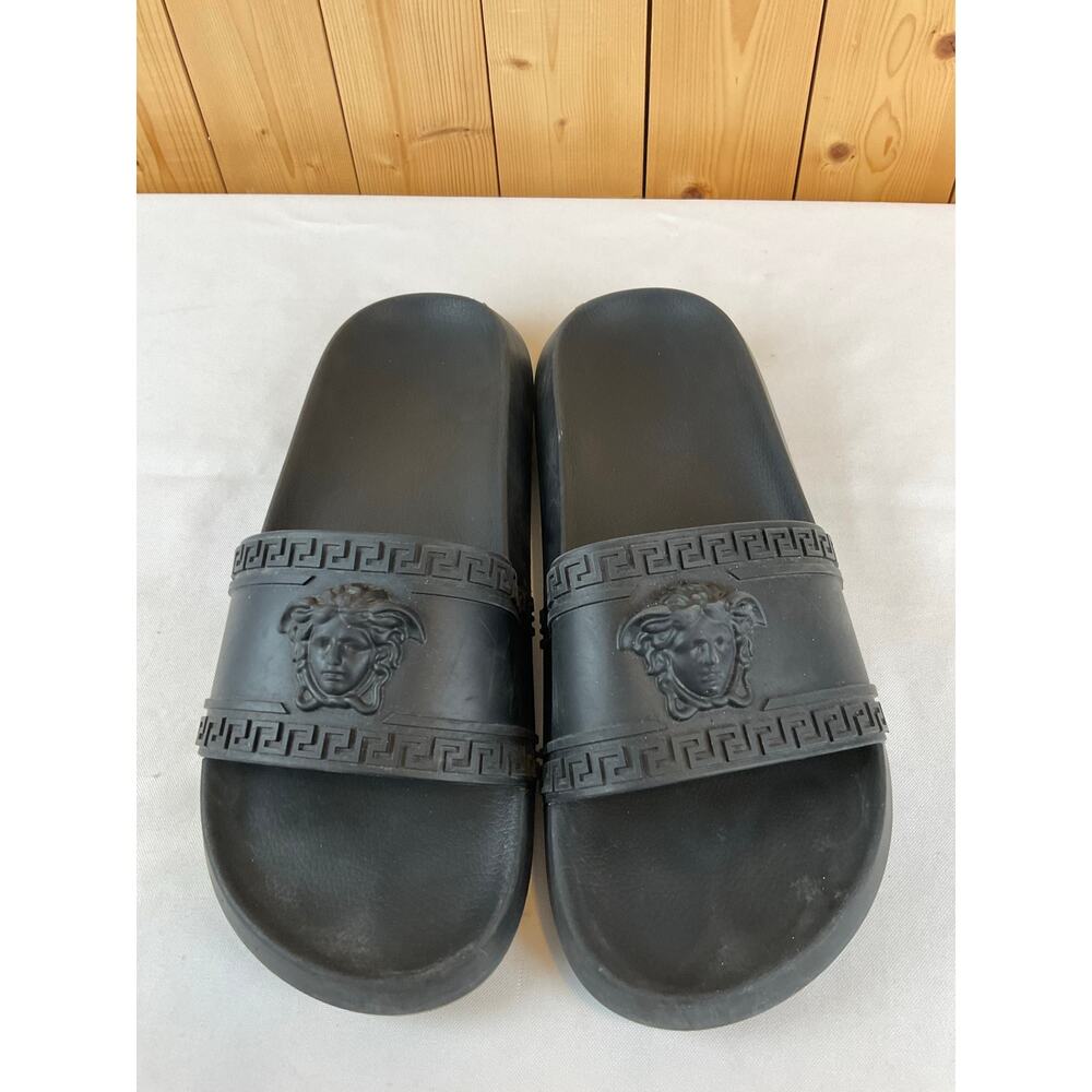Versace Men's Medusa Slides, Size 44/ US 10.5- Black